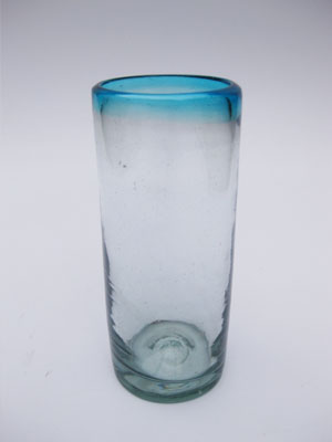 Novedades / vasos tipo highball con borde azul aqua / Disfrute de mojitos, cubas o cualquier otra bebida refrescante con éstos elegantes vasos tipo highball.